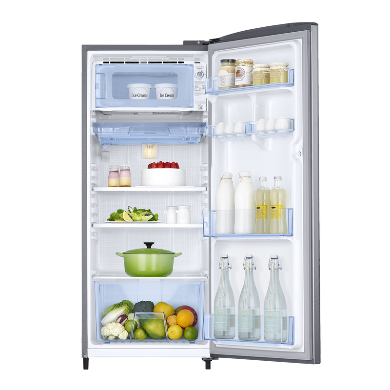 SAMSUNG Stylish Grande 183 Litres3 Star Direct Cool Single Door Refrigerator with Anti Bacterial Gasket (RR20C1723S8/HL, Elegant Inox)