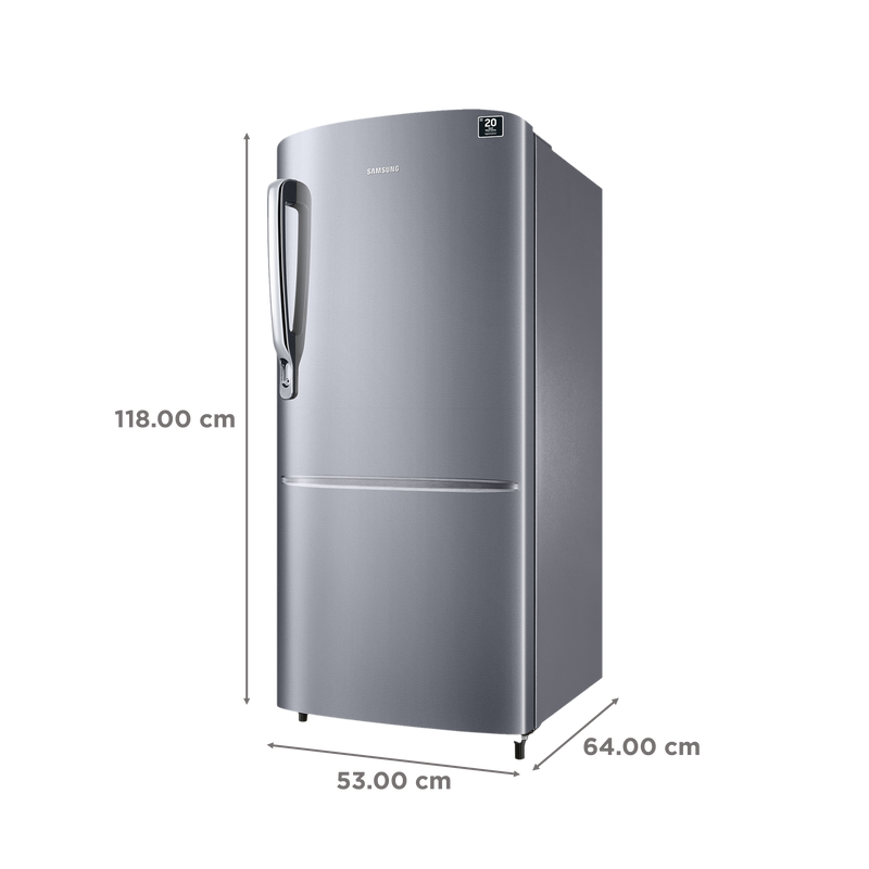SAMSUNG Stylish Grande 183 Litres3 Star Direct Cool Single Door Refrigerator with Anti Bacterial Gasket (RR20C1723S8/HL, Elegant Inox)