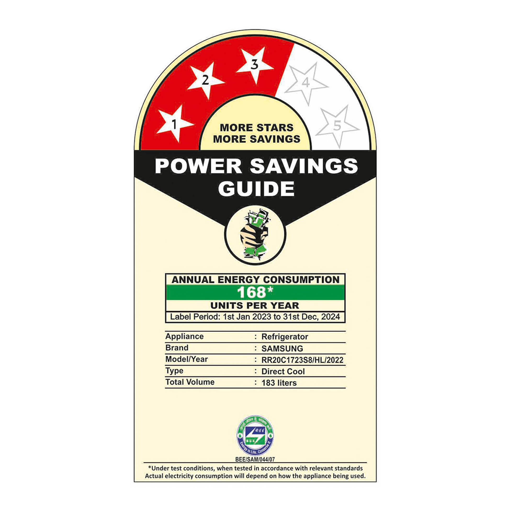 SAMSUNG Stylish Grande 183 Litres3 Star Direct Cool Single Door Refrigerator with Anti Bacterial Gasket (RR20C1723S8/HL, Elegant Inox)