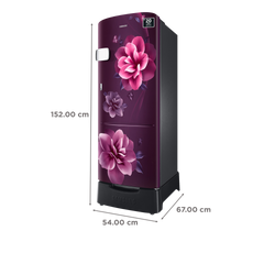 SAMSUNG Stylish Grande 223 Litres3 Star Direct Cool Single Door Refrigerator with Base Stand Drawer (RR24C2Z23CR/NL, Camellia Purple)