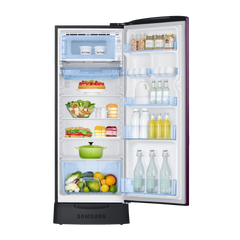 SAMSUNG Stylish Grande 223 Litres3 Star Direct Cool Single Door Refrigerator with Base Stand Drawer (RR24C2Z23CR/NL, Camellia Purple)