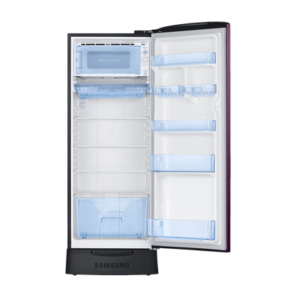 SAMSUNG Stylish Grande 223 Litres3 Star Direct Cool Single Door Refrigerator with Base Stand Drawer (RR24C2Z23CR/NL, Camellia Purple)