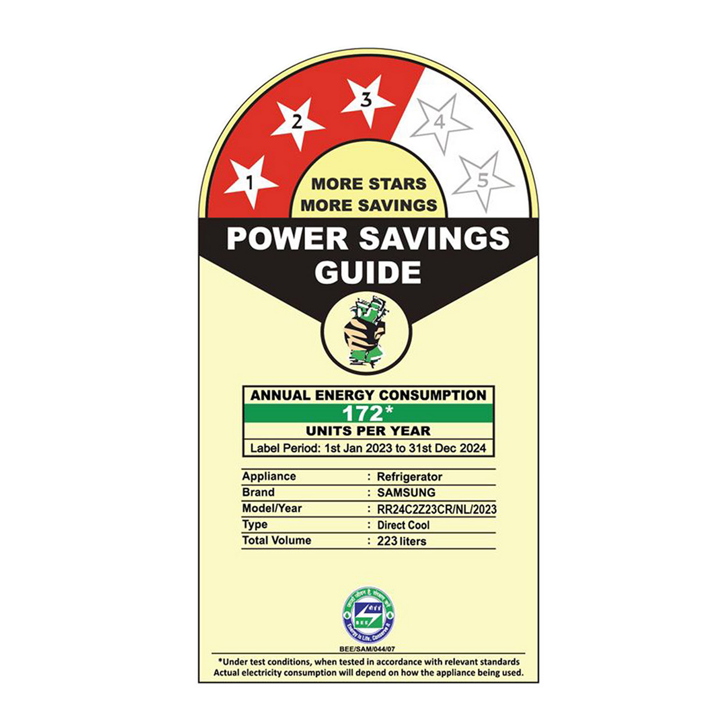 SAMSUNG Stylish Grande 223 Litres3 Star Direct Cool Single Door Refrigerator with Base Stand Drawer (RR24C2Z23CR/NL, Camellia Purple)