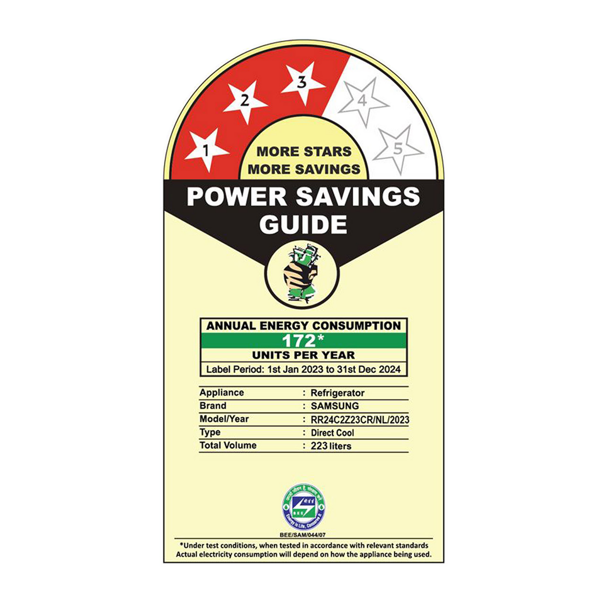 SAMSUNG Stylish Grande 223 Litres3 Star Direct Cool Single Door Refrigerator with Base Stand Drawer (RR24C2Z23CR/NL, Camellia Purple)