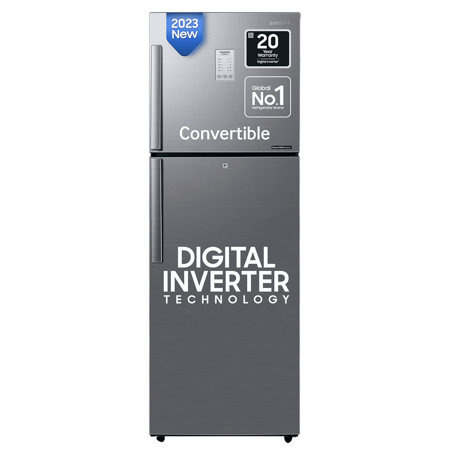 SAMSUNG 236 Litres 2 Star Frost Free Double Door Convertible Refrigerator with Anti Bacterial Gasket (RT28C3922S9/HL, Refined Inox)