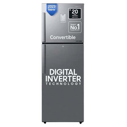 SAMSUNG 236 Litres 2 Star Frost Free Double Door Convertible Refrigerator with Anti Bacterial Gasket (RT28C3922S9/HL, Refined Inox)