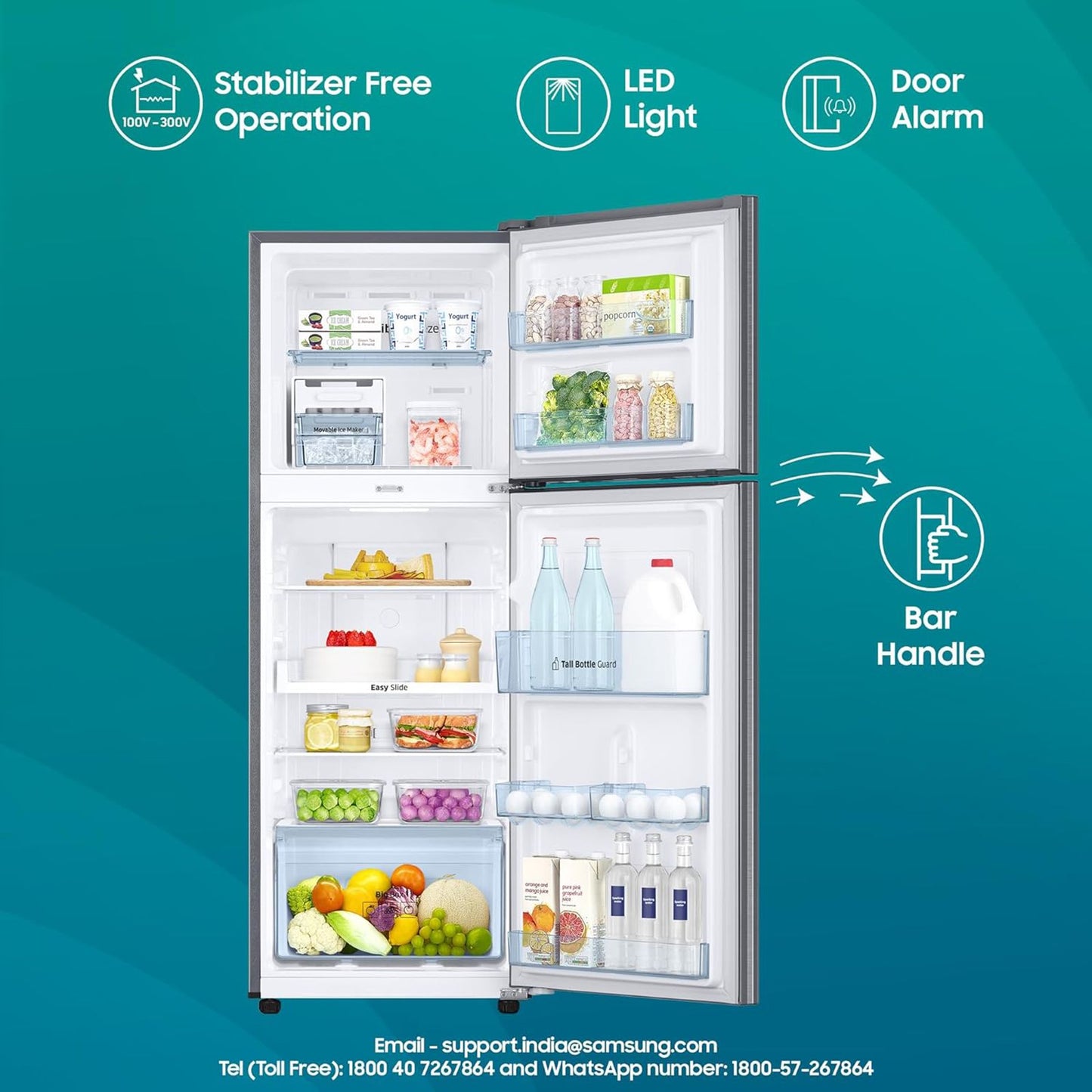 SAMSUNG 236 Litres 2 Star Frost Free Double Door Convertible Refrigerator with Anti Bacterial Gasket (RT28C3922S9/HL, Refined Inox)