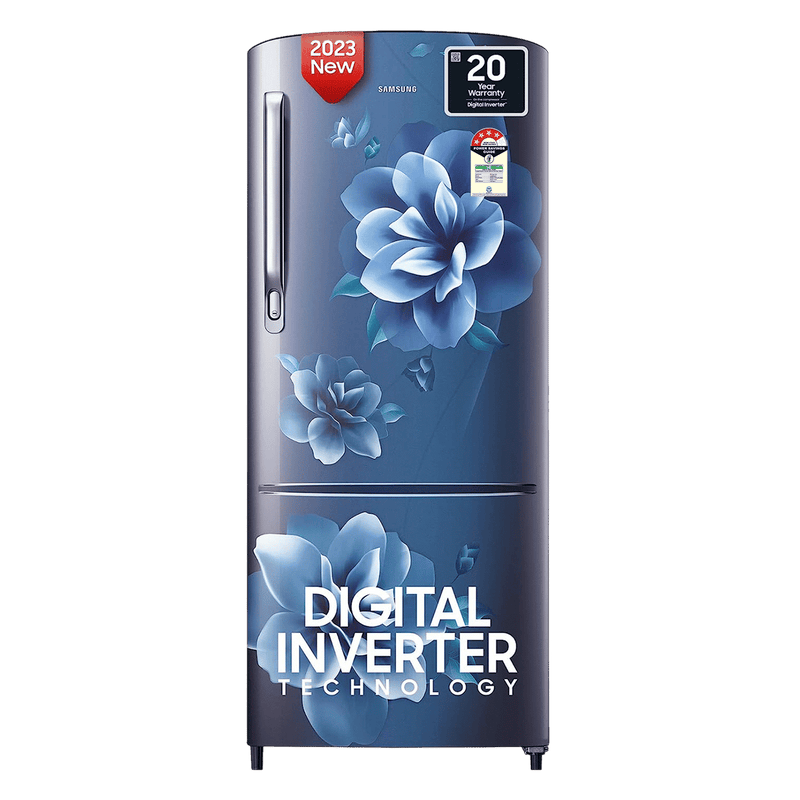 SAMSUNG Stylish Grande 183 Litres4 Star Direct Cool Single Door Refrigerator with Anti Bacterial Gasket (RR20C1724CU/HL, Camellia Blue)