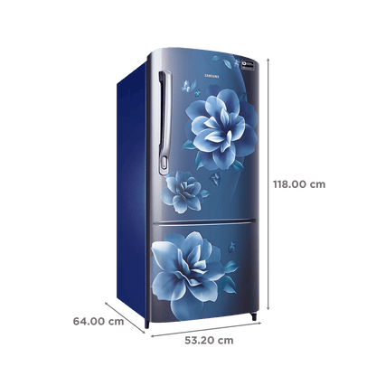 SAMSUNG Stylish Grande 183 Litres4 Star Direct Cool Single Door Refrigerator with Anti Bacterial Gasket (RR20C1724CU/HL, Camellia Blue)