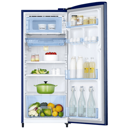 SAMSUNG Stylish Grande 183 Litres4 Star Direct Cool Single Door Refrigerator with Anti Bacterial Gasket (RR20C1724CU/HL, Camellia Blue)