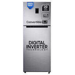 SAMSUNG 363 Litres 1 Star Frost Free Double Door Convertible Refrigerator with Stabilizer Free Operation (RT39C5511S9/HL, Refined Inox)