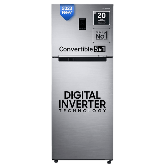 SAMSUNG 363 Litres 1 Star Frost Free Double Door Convertible Refrigerator with Stabilizer Free Operation (RT39C5511S9/HL, Refined Inox)
