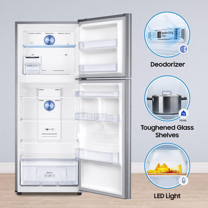 SAMSUNG 363 Litres 1 Star Frost Free Double Door Convertible Refrigerator with Stabilizer Free Operation (RT39C5511S9/HL, Refined Inox)