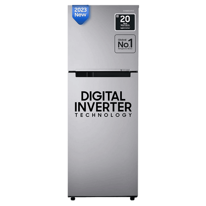 SAMSUNG 236 Litres 2 Star Frost Free Double Door Refrigerator with Power Cut Resistant (RT28C3032GS/HL, Gray Silver)