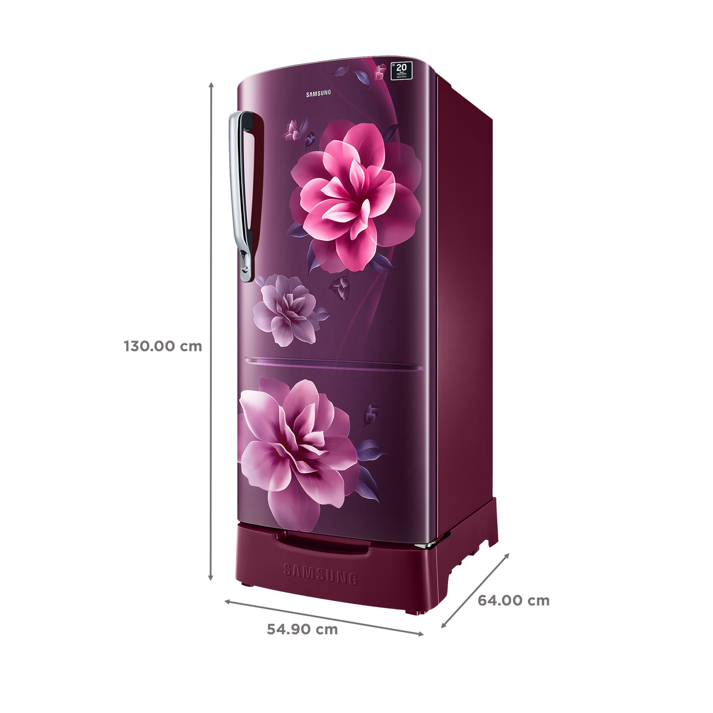 SAMSUNG Stylish Grande 183 Litres4 Star Direct Cool Single Door Refrigerator with Stabilizer Free Operation (RR20C1824CR/HL, Camellia Purple)