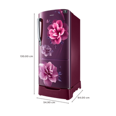 SAMSUNG Stylish Grande 183 Litres4 Star Direct Cool Single Door Refrigerator with Stabilizer Free Operation (RR20C1824CR/HL, Camellia Purple)
