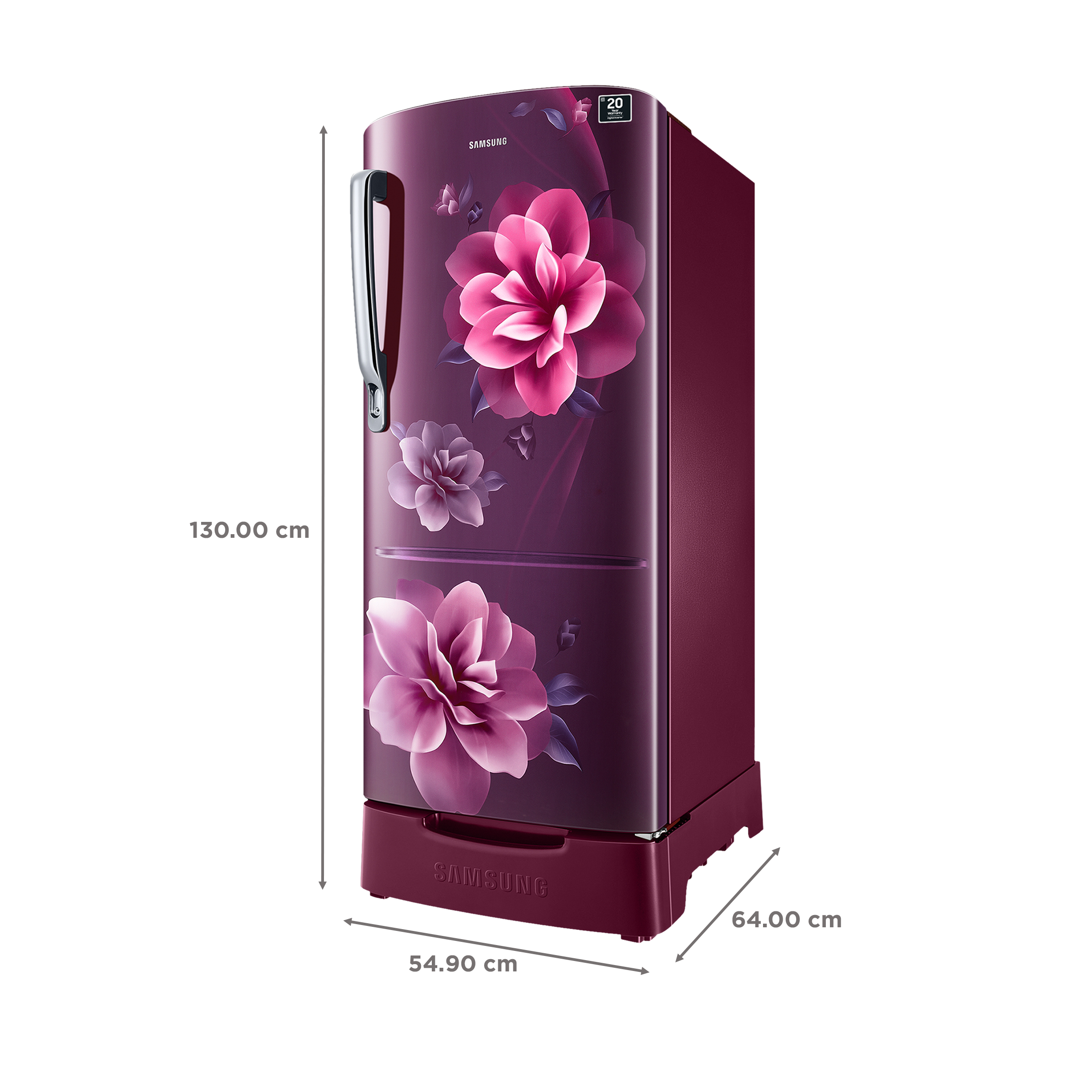 SAMSUNG Stylish Grande 183 Litres4 Star Direct Cool Single Door Refrigerator with Stabilizer Free Operation (RR20C1824CR/HL, Camellia Purple)