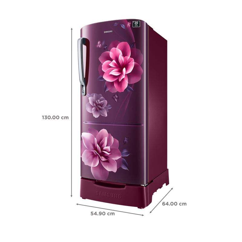 SAMSUNG Stylish Grande 183 Litres4 Star Direct Cool Single Door Refrigerator with Stabilizer Free Operation (RR20C1824CR/HL, Camellia Purple)