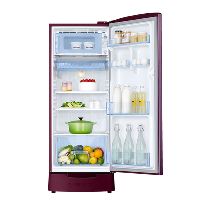SAMSUNG Stylish Grande 183 Litres4 Star Direct Cool Single Door Refrigerator with Stabilizer Free Operation (RR20C1824CR/HL, Camellia Purple)