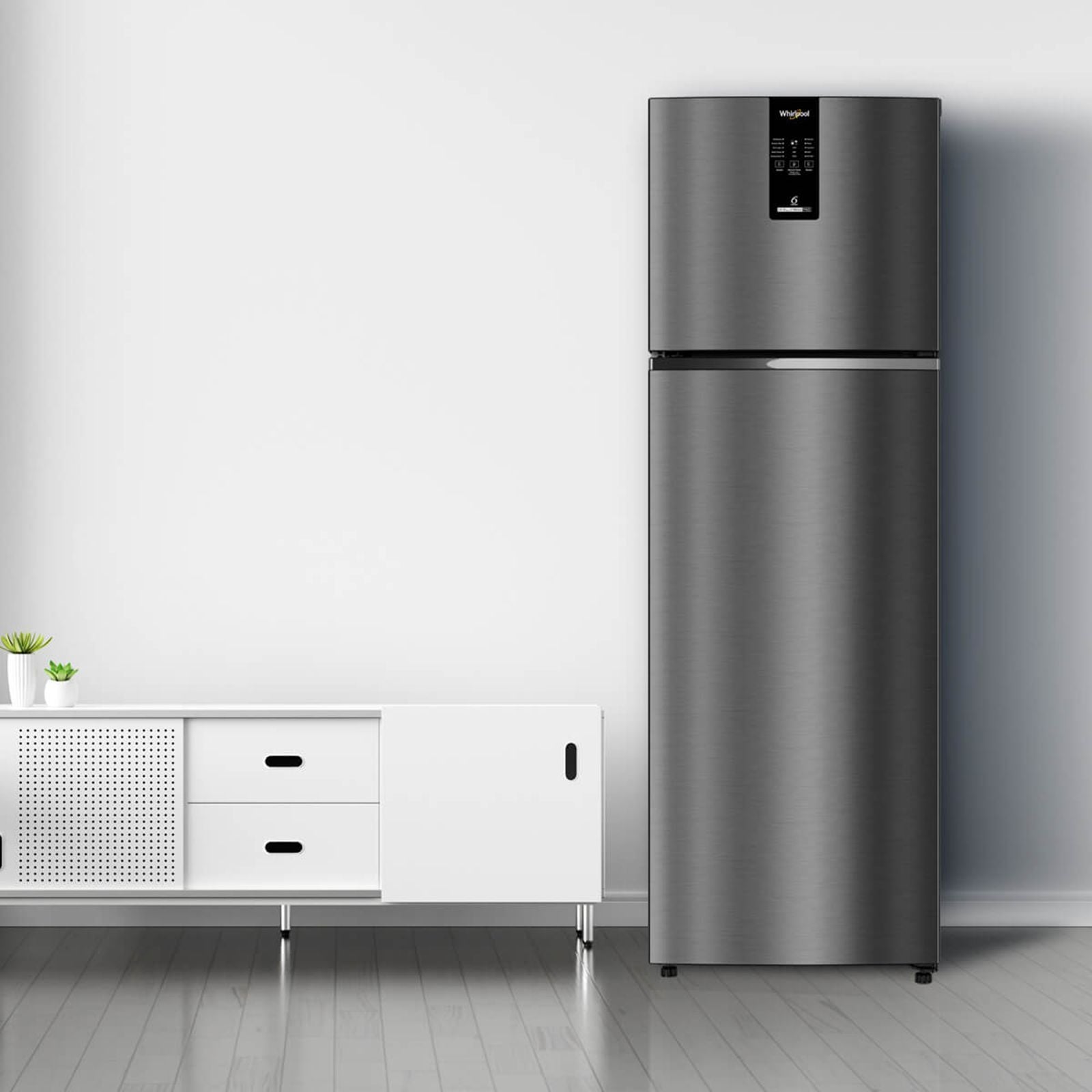 Whirlpool Intellifresh Pro 259 Litres 2 Star Frost Free Double Door Convertible Refrigerator with 6th Sense Technology (Grey)