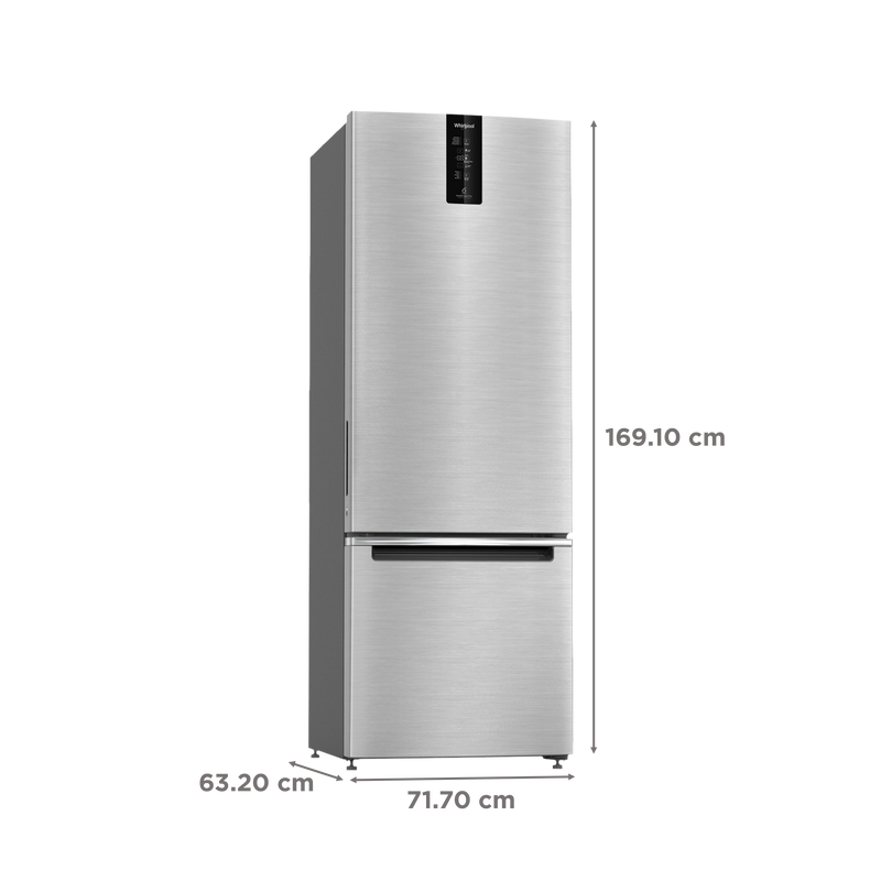 Whirlpool Intellifresh Pro 285 Litres 2 Star Frost Free Double Door Bottom Mount Convertible Refrigerator with 6th Sense Technology (IFPRO BM INV CNV 3, Grey)
