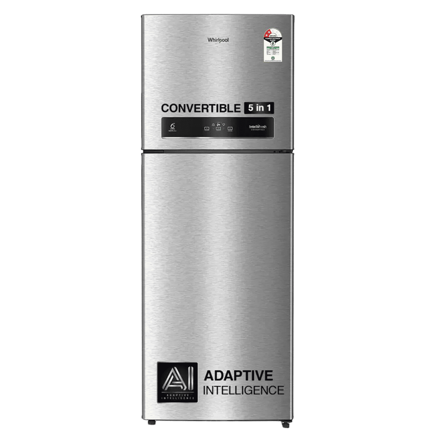 Whirlpool Intellifresh 480 431 Litres 2 Star Frost Free Double Door Convertible Refrigerator with 6th Sense Technology (Grey)