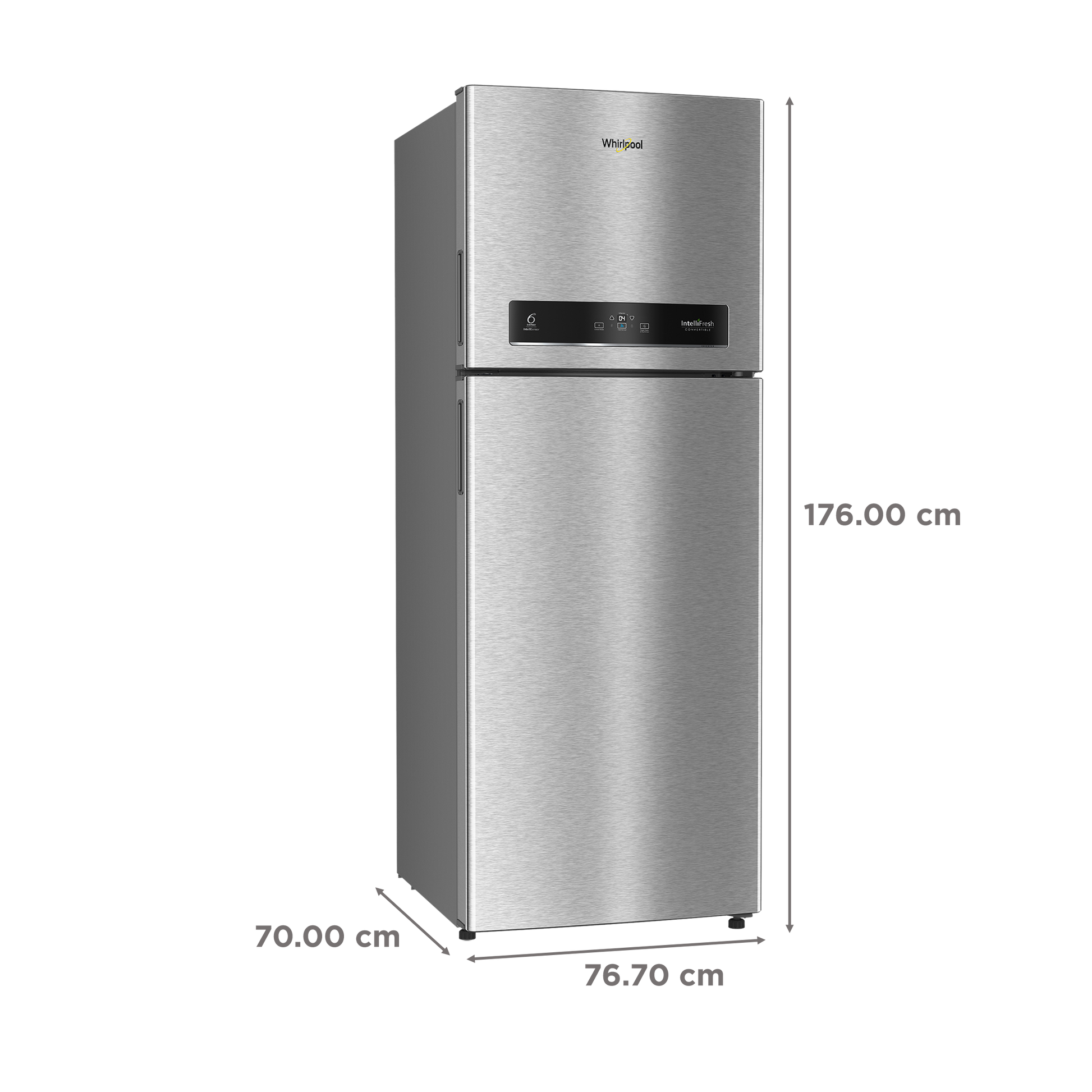Whirlpool Intellifresh 480 431 Litres 2 Star Frost Free Double Door Convertible Refrigerator with 6th Sense Technology (Grey)