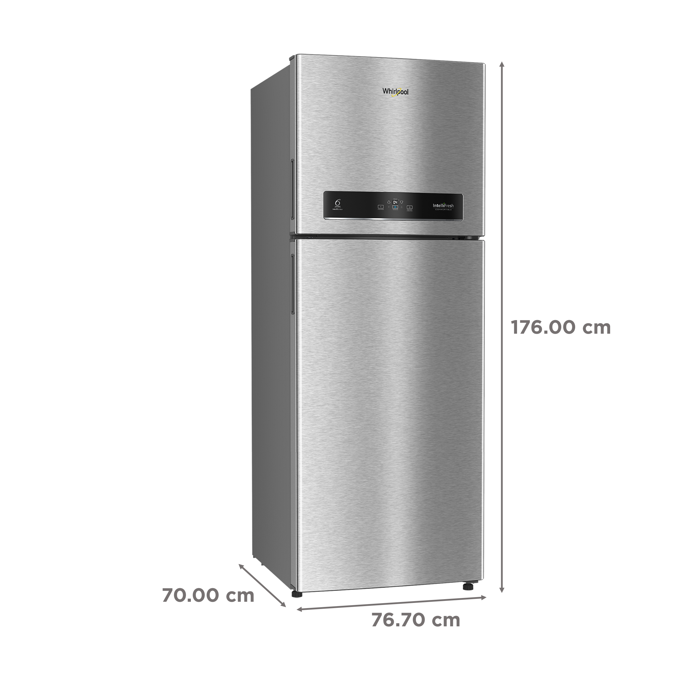 Whirlpool Intellifresh 480 431 Litres 2 Star Frost Free Double Door Convertible Refrigerator with 6th Sense Technology (Grey)