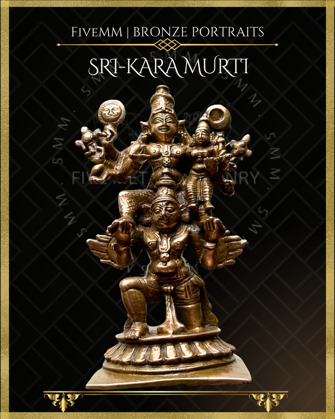 Vishnu with Lakshmi on Garuda Panchaloha Bronze Icon - 5"
