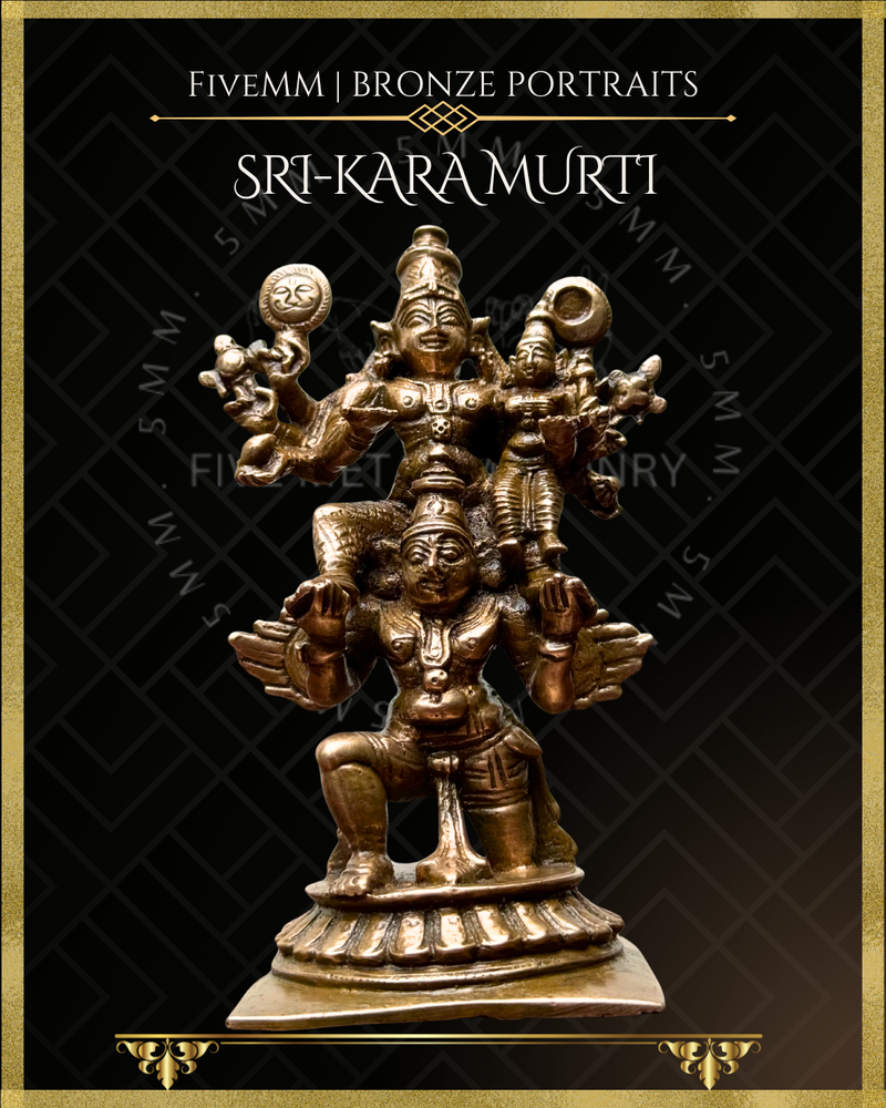 Vishnu with Lakshmi on Garuda Panchaloha Bronze Icon - 5"