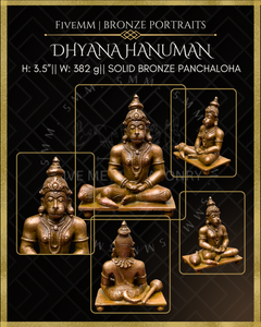 Dhyana Hanuman Panchaloha Bronze Icon - 3.5" Seated