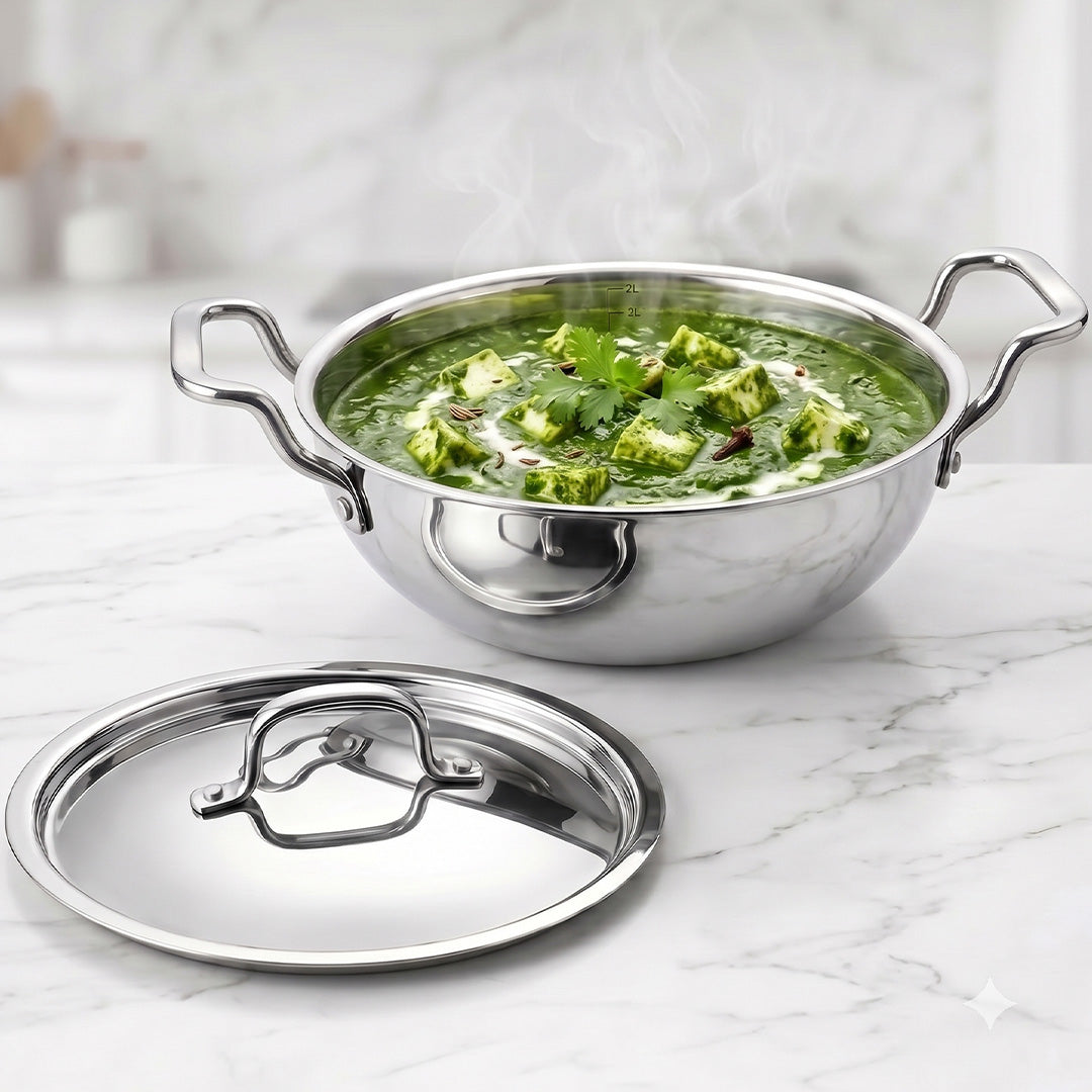 TriPly Stainless Steel Kadai with Lid