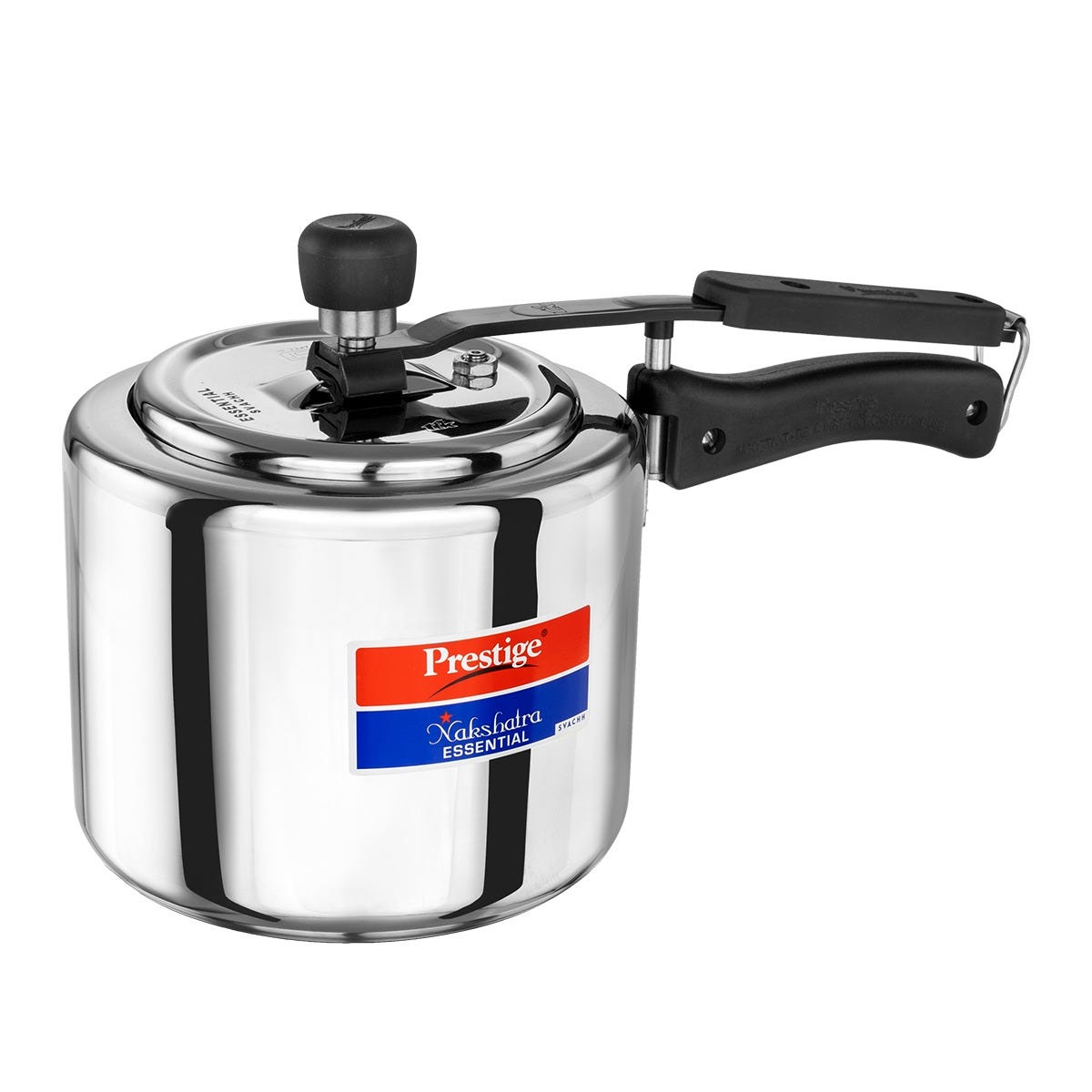Prestige Platina Popular Stainless Steel 3 Pc Cookware Set: Fry Pan 22cm, Kadai 22cm, Sauce Pan 16cm, 2 Glass Lids + Prestige 3 Litre Nakshatra Essential Svachh Inner Lid Pressure Cooker, Triply Base