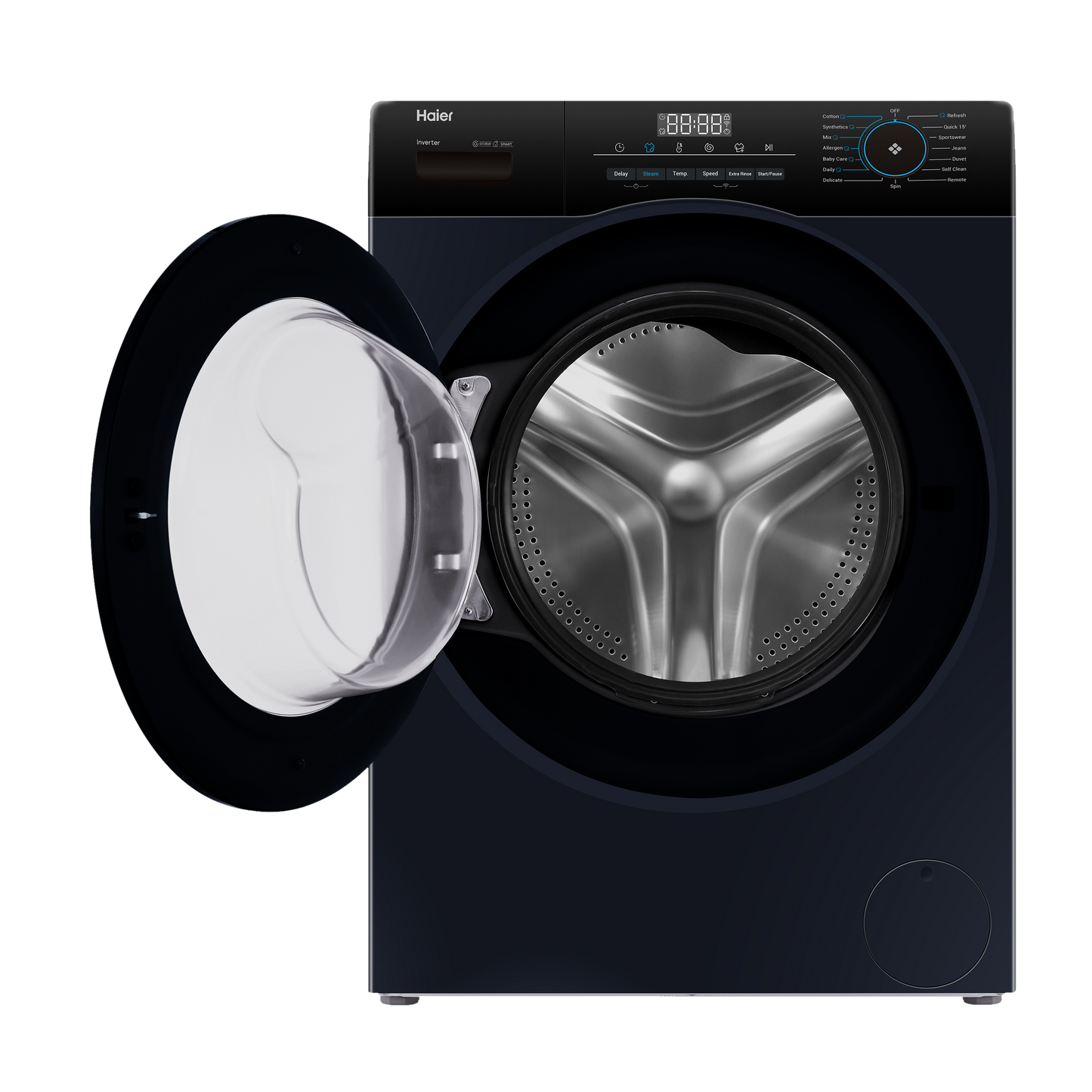 Haier 7 kg 5 Star Inverter Fully Automatic Front Load Washing Machine (HW70-IM12929BKU1, Anti Bacterial Technology, Black)