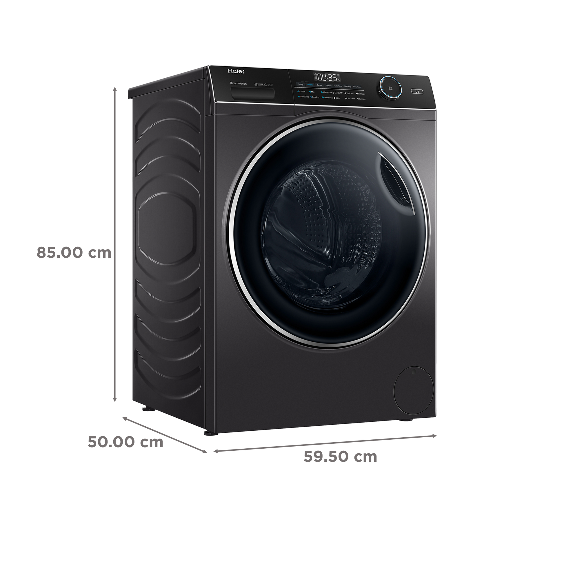 Haier 9 kg Fully Automatic Front Load Washing Machine (HW90-DM14959CS8U1, Direct Motion Motor, Dark Jade Silver)