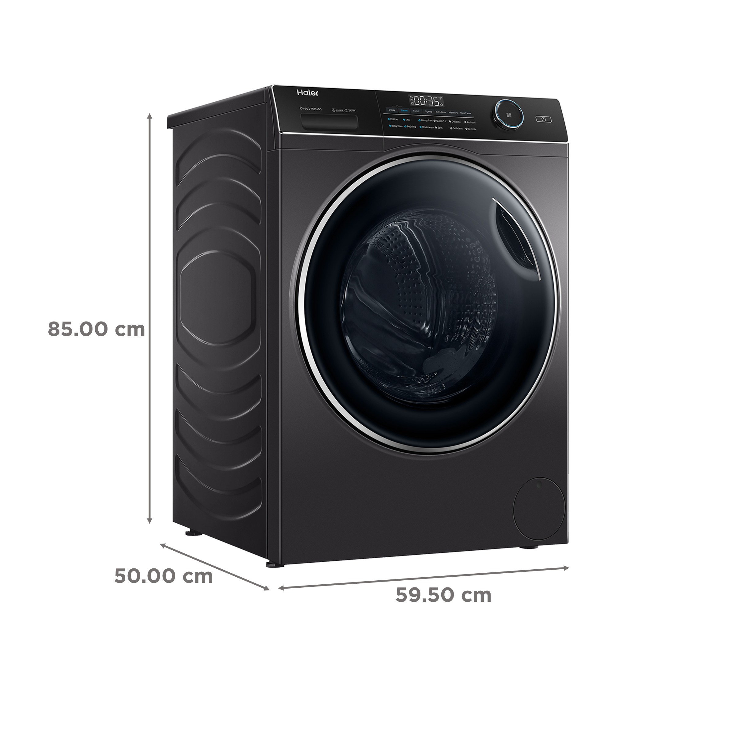 Haier 9 kg Fully Automatic Front Load Washing Machine (HW90-DM14959CS8U1, Direct Motion Motor, Dark Jade Silver)