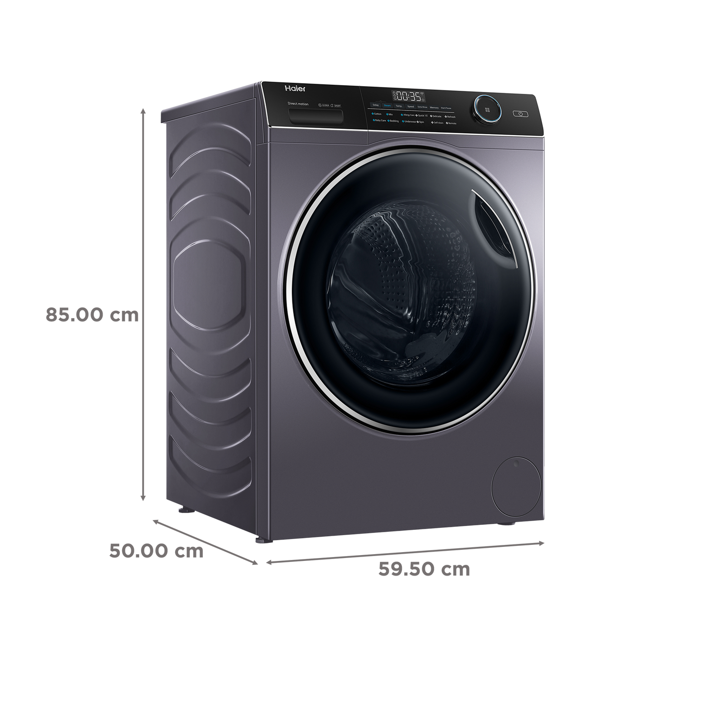 Haier 8 kg Fully Automatic Front Load Washing Machine (HW80-DM14959CS6U1, Direct Motion Motor, Starry Silver)