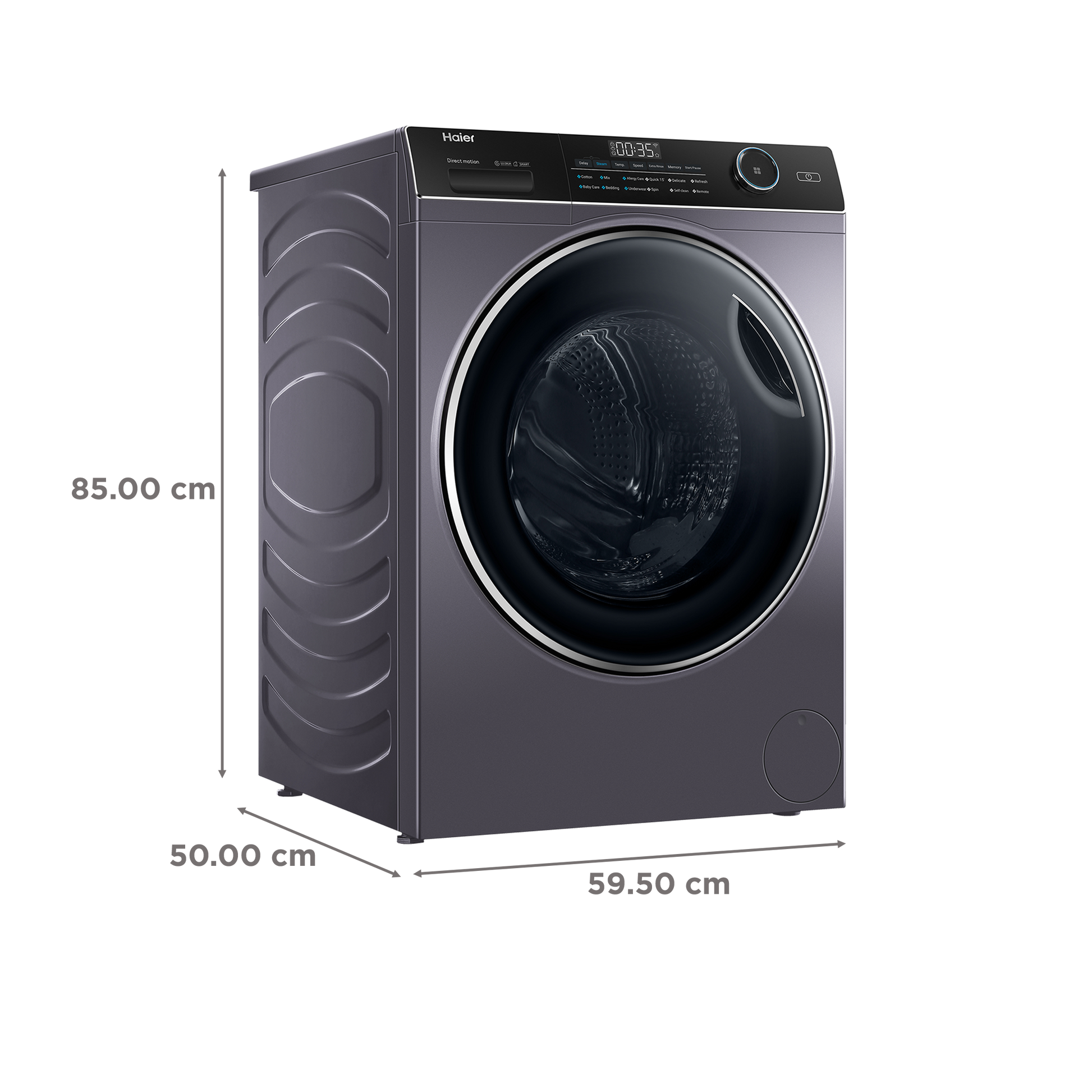 Haier 8 kg Fully Automatic Front Load Washing Machine (HW80-DM14959CS6U1, Direct Motion Motor, Starry Silver)