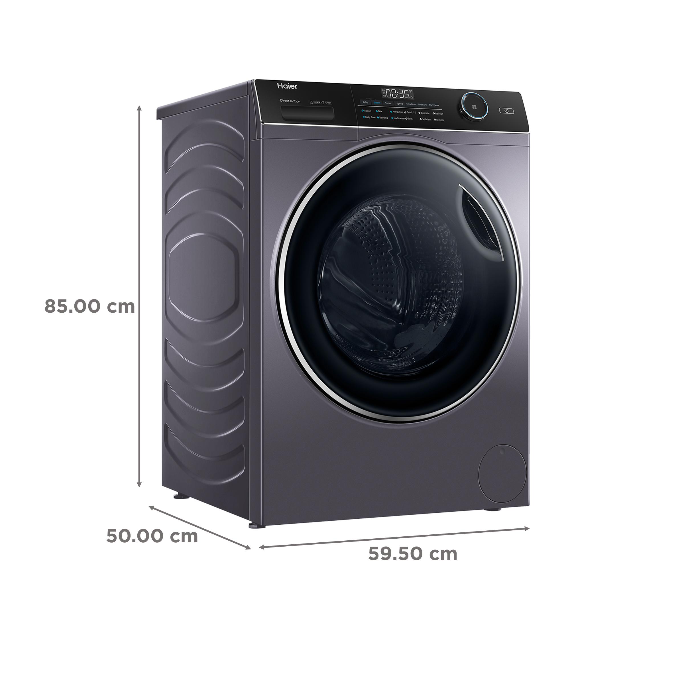 Haier 8 kg Fully Automatic Front Load Washing Machine (HW80-DM14959CS6U1, Direct Motion Motor, Starry Silver)