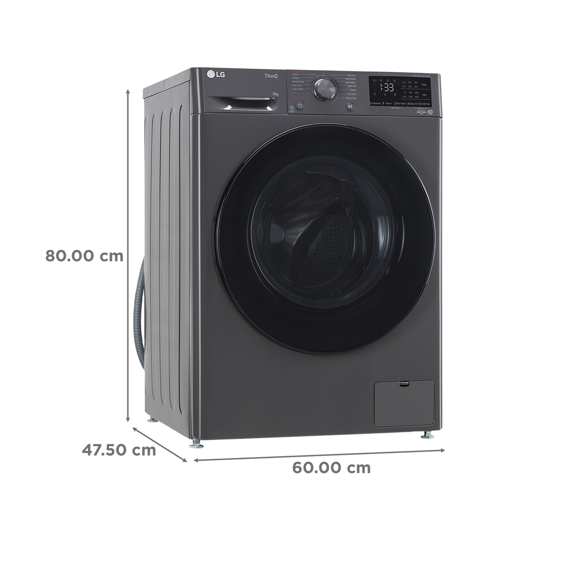 LG 8 Kg 5 Star Inverter Fully Automatic Front Load Washing Machine (FHP1208A5M.AMBQEIL, In-built Heater, Middle Black)