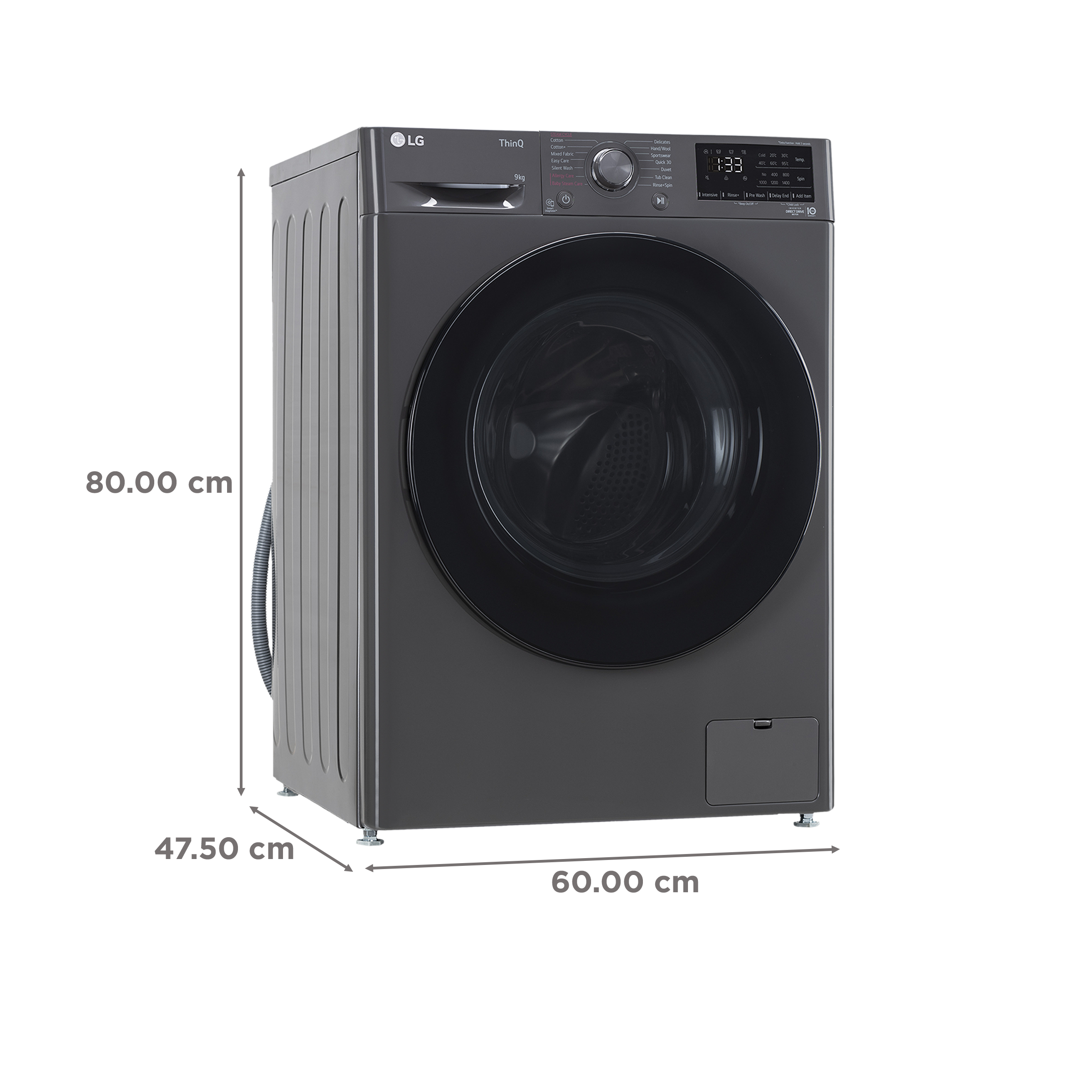 LG 8 Kg 5 Star Inverter Fully Automatic Front Load Washing Machine (FHP1208A5M.AMBQEIL, In-built Heater, Middle Black)