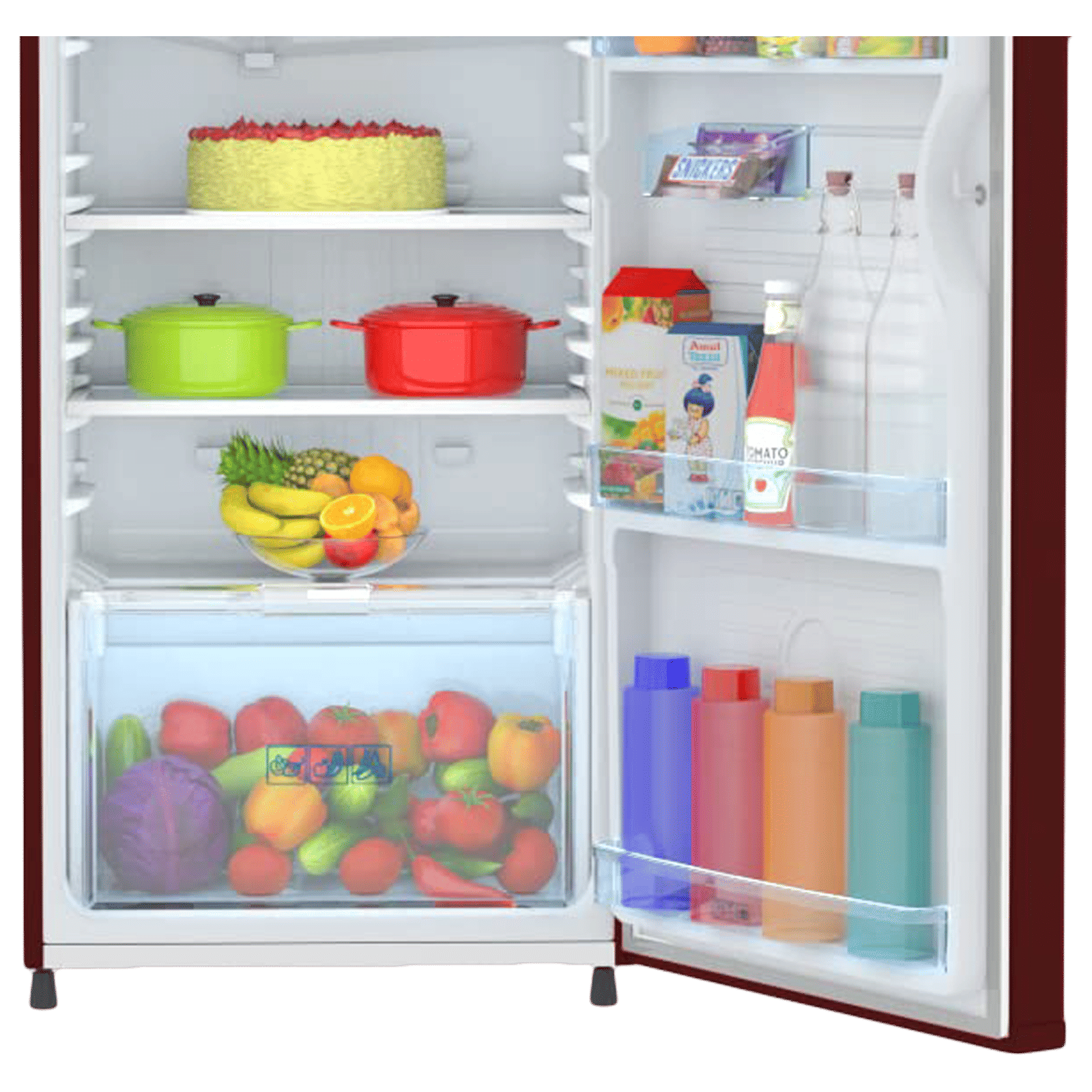 Haier 185 Litres 2 Star Direct Cool Single Door Refrigerator with Antibacterial Gasket (HED-192RS-P, Red Steel)