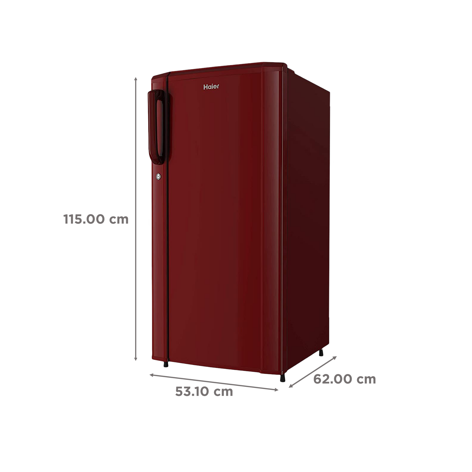 Haier 185 Litres 2 Star Direct Cool Single Door Refrigerator with Antibacterial Gasket (HED-192RS-P, Red Steel)