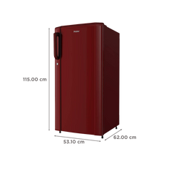 Haier 185 Litres 2 Star Direct Cool Single Door Refrigerator with Antibacterial Gasket (HED-192RS-P, Red Steel)