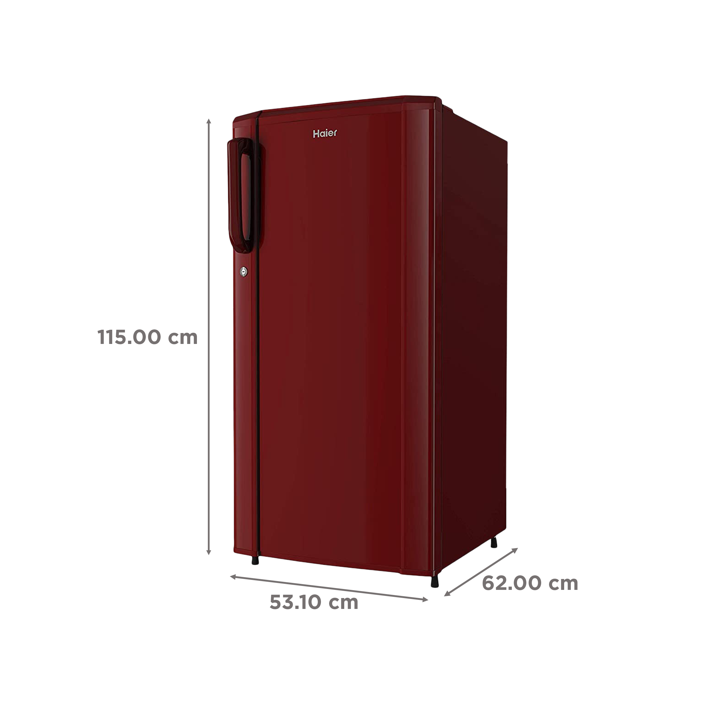 Haier 185 Litres 2 Star Direct Cool Single Door Refrigerator with Antibacterial Gasket (HED-192RS-P, Red Steel)