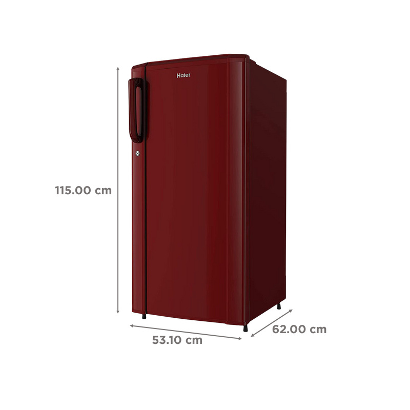 Haier 185 Litres 2 Star Direct Cool Single Door Refrigerator with Antibacterial Gasket (HED-192RS-P, Red Steel)