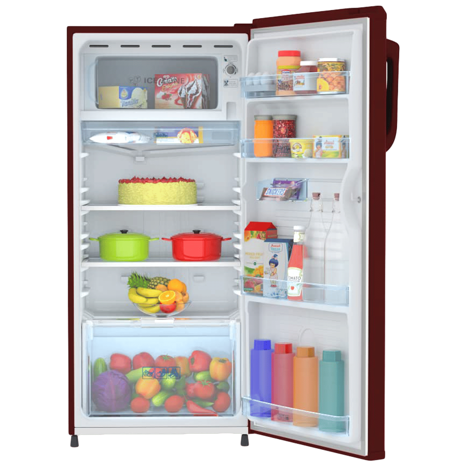 Haier 185 Litres 2 Star Direct Cool Single Door Refrigerator with Antibacterial Gasket (HED-192RS-P, Red Steel)
