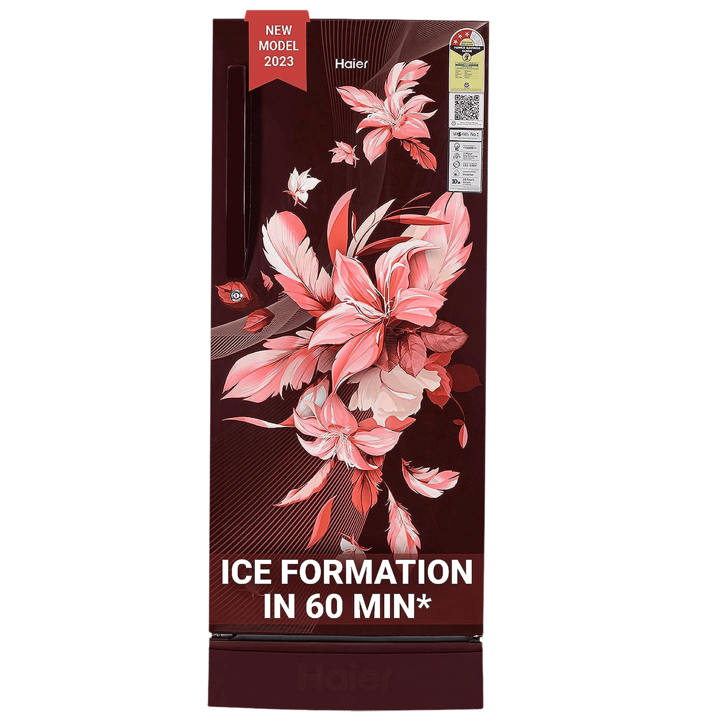 Haier 190 Litres 3 Star Direct Cool Single Door Refrigerator with Antibacterial Gasket (HED-203RFB-P, Red Opal)