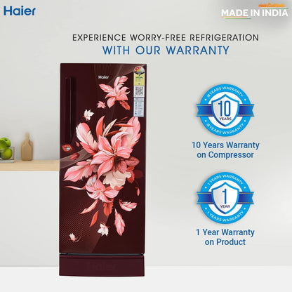 Haier 190 Litres 3 Star Direct Cool Single Door Refrigerator with Antibacterial Gasket (HED-203RFB-P, Red Opal)