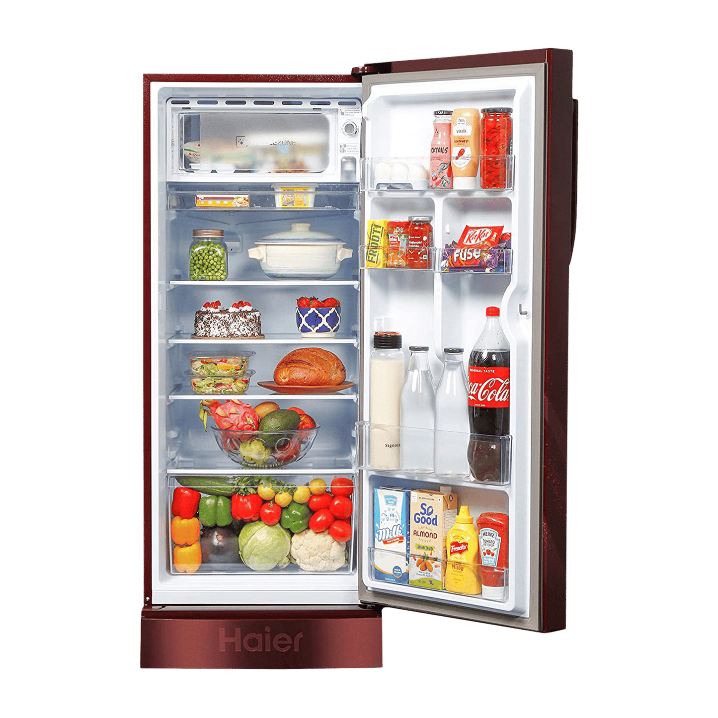 Haier 190 Litres 3 Star Direct Cool Single Door Refrigerator with Antibacterial Gasket (HED-203RFB-P, Red Opal)